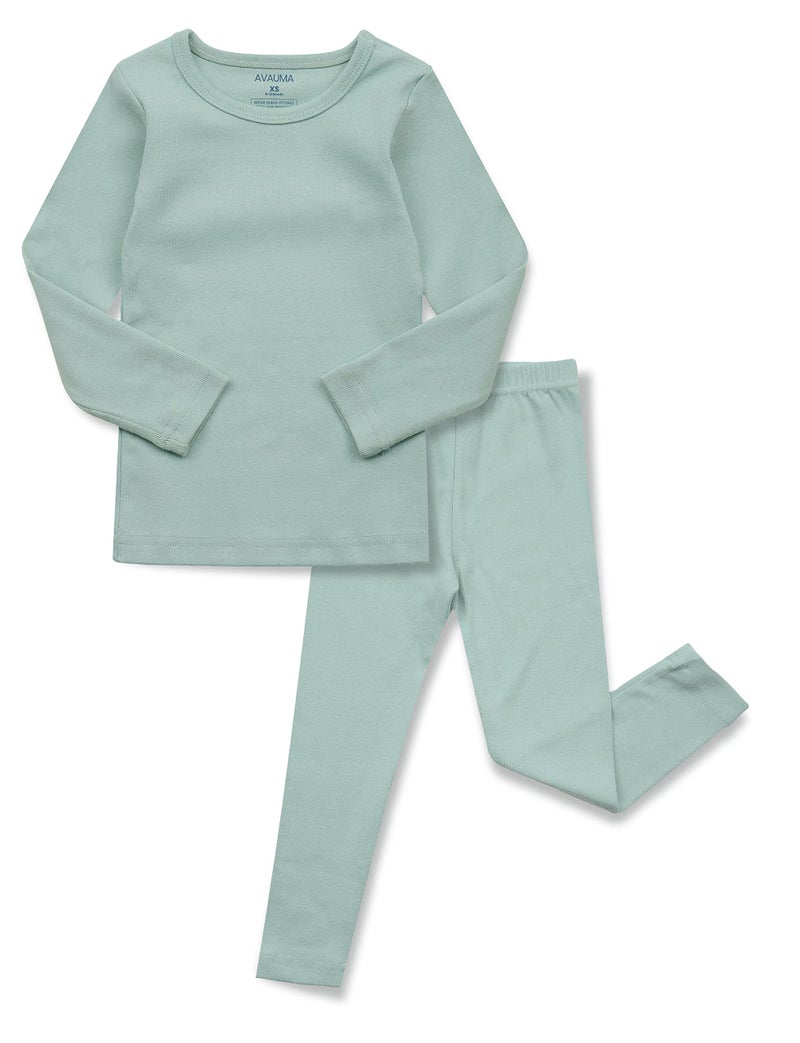 AVAUMA Baby Boys Girls Pajama Set Kids Toddler Snug fit Basic Cotton Sleepwear pjs for Daily (Mint-19 Large) - Image 1